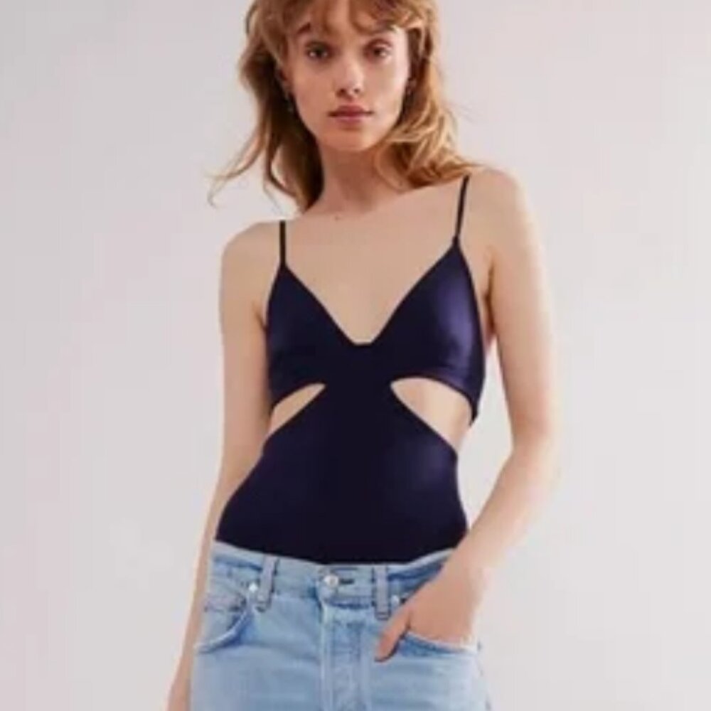 NWOT Free People love triangle bodysuit Dark Navy Medium